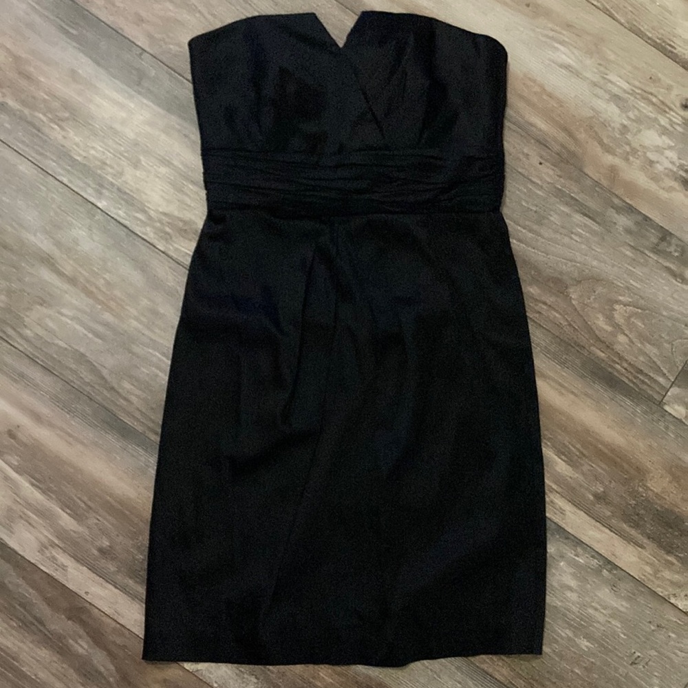 White House Black Market Black Strapless Silky Dress Size 4 NWT